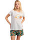 Admas Admas Damen Schlafanzug & Pyjamas Sommer Grau