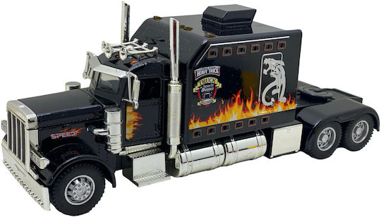 American Black Semi Truck Model 1:24 Sounds Lights Opening Doors Spring Suspension