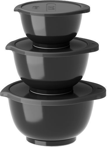 Rosti Mepal Set Of Black Plastic Lunch Boxes 3 Pieces