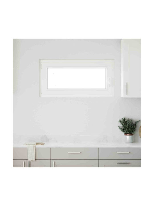 vidaXL Hinged PVC Window W100xH50cm