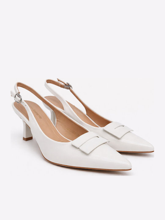 La Bottine Souriante Spitze Zehen Pumps mit Riemen & Dünnem Mittlerem Absatz Weiß