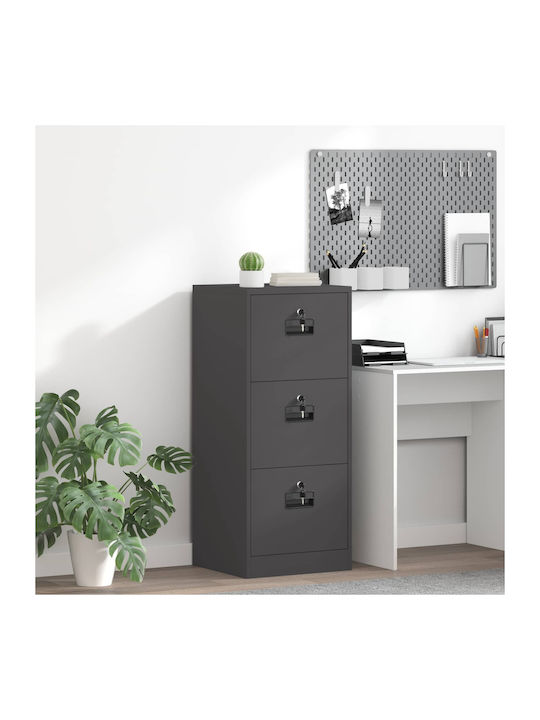 vidaXL Office Storage Drawer Metal with Lock Bl...