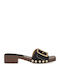 Suede Mules with Low Heel in Black Colour