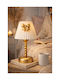SteweHome Wireless Table Lamp with Tassel Gold Metal 18x35 Cm