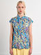 Women's Crop Top Animal Print Blue Bahamas
