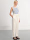 Damen Stoffhose in Gerade Bein Stil Off White