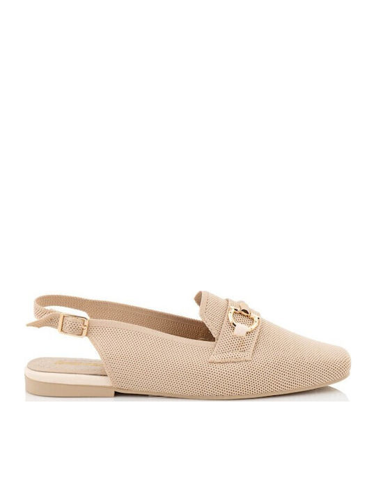 Boxer Leather Women's Loafers in Beige Colour