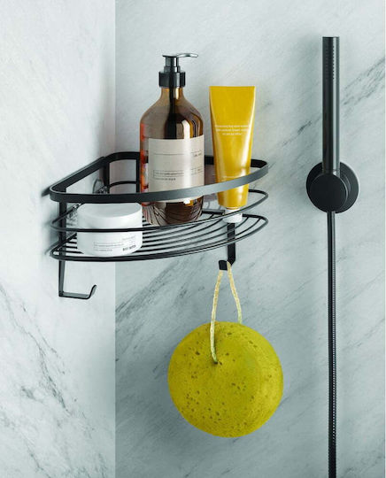 Metaltex Corner Wall Mounted Bathroom Shelf Metallic Black
