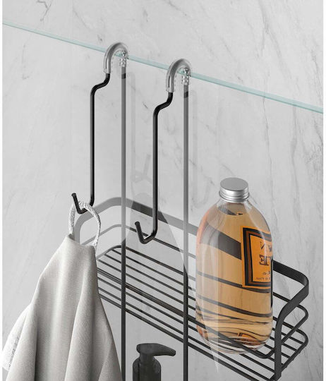 Metaltex Wall Mounted Black Metallic Bathroom Shelf