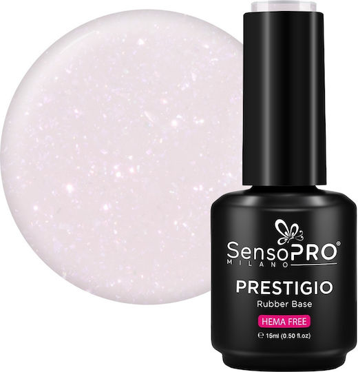 SensoPro Bază Cauciuc Prestigio Lustruirea De Lungă Durată Sclipire Oja Uscare Rapidă Iridescent Tease 15ml