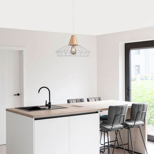 Vivalux Pendant Ceiling Light White with E27 Socket 39cm