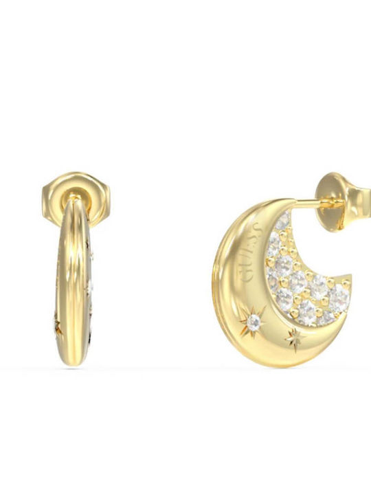 Guess Earrings Hoops Steel Gold Plated with Stones