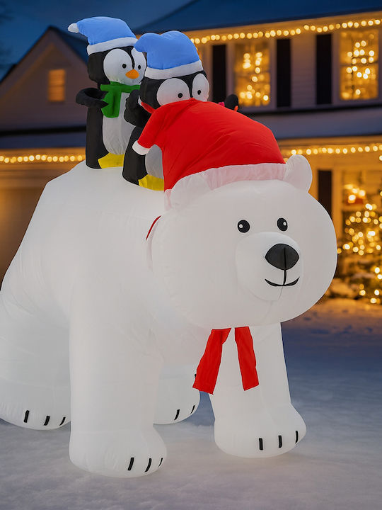 Outdoor Inflatable Polar Bear Led Lighting Two Penguins Integrated Compressor 200x120x80 Cm White