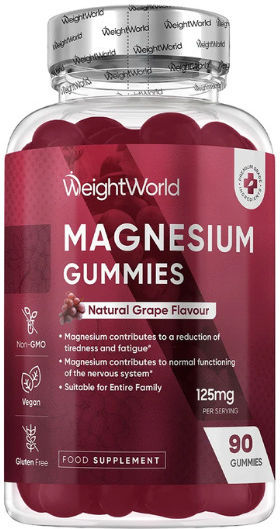 WeightWorld Magnesium Gummies 125mg 90 Gummies Natural Grape Flavour