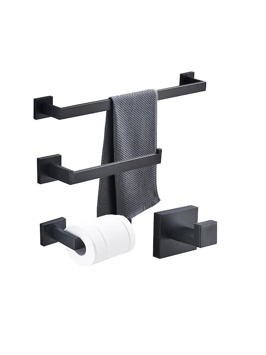 Set Accesorii Baie Montat pe Perete Inox Negru