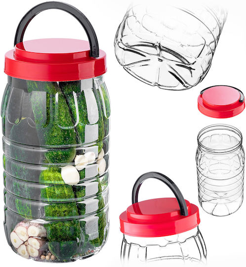 Kadax Set of 2 Pasta Jars with Plastic Lid Red 3000ml 2 Pieces