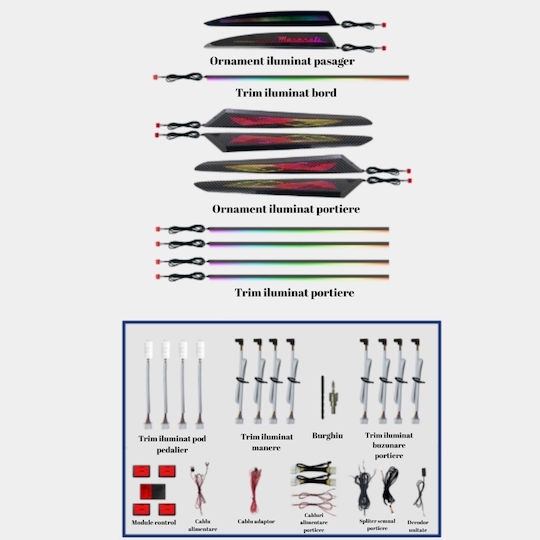 Iluminat Ambiental Dedicat Pentru Maserati Levante 2016-2022 RGB Acrilic 22 În 1 Efect Simfonie Dinamică Control Prin Aplicație Bluetooth Control De Pe