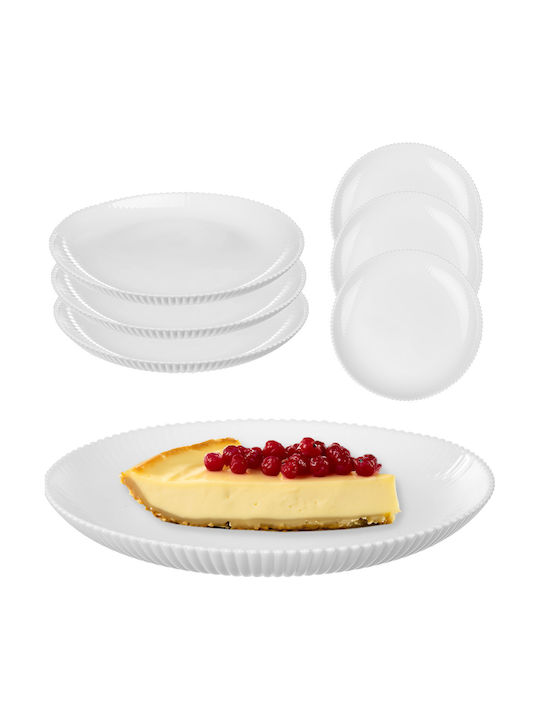 Kadax White Glass Dessert Plate 19cm 3 Pieces
