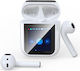 XO X46 Earbud Bluetooth Handsfree Ακουστικά με Θήκη Φόρτισης Λευκά