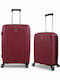 Rain Hard Burgundy Suitcases With 4 Wheels Set Of 2 Pieces