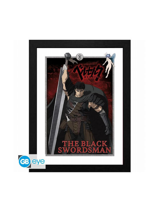 Berserk Wooden Framed Print Fsc Mix " Black Swordsman" 30x40 Gbydcoa010
