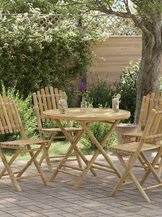 Sitting Room Table for Small Outdoor Spaces Made of Bamboo Foldable Natural 80x70cm