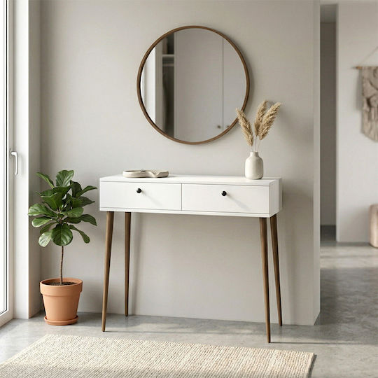 Alis Konsolentisch aus Holz & Marmor Weiß M110xB29xH88cm Alis Konsolentisch aus Holz & Marmor Weiß M110xB29xH88cm