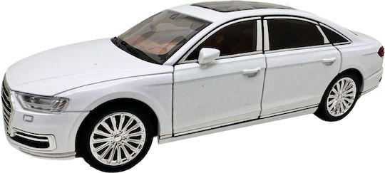 Audi A8 Model De Mașină Alb Metalizat Sunete Lumini Uși Funcționale Capotă Scara 1:24
