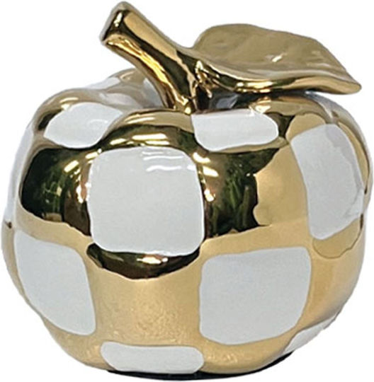 Keramik Tischdekoration Apfel Gold Weißes Motiv Schachbrett F13x13cm 4/48 Stück Keramik Tischdekoration Apfel Gold Weißes Motiv Schachbrett F13x13cm 4/48 Stück