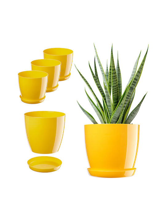 Kadax Σετ 3 Γλάστρες Πλαστικές Yellow με Πιάτο