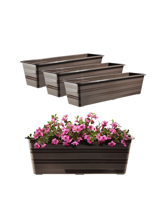 Kadax Set 3 Ghivece de Flori din Plastic Maro