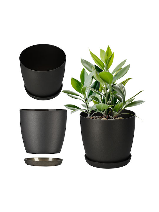 Kadax Plastic Flower Pot Graphite with Saucer 30x28cm