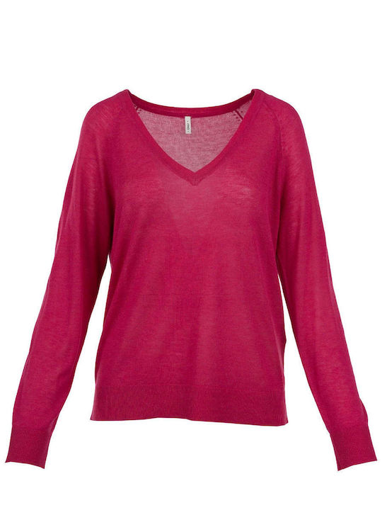 Only Damen Bluse Langärmelig mit V-Ausschnitt F...