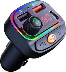 Osio Oft-4265bt Bluetooth Fm Transmitter Αυτοκινήτου 2×usb-a + 1×usb-c Hands-free & Φωτισμό 7 Χρωμάτων Black Osio