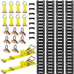 Vevor E-track Tie-down Rail Kit 4 Pack 2.3 M E Track Rails 26 Pcs Includes 2 Ratchet Straps & 8 O-rings & 8 Tie-offs D-ring & 8 End Caps Fit Garages Vans Trailers Motorcycles