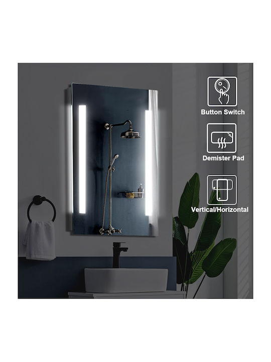 Smart Oglindă De Baie Rectangulară Cu Lumini LED Atingere 60x40cm