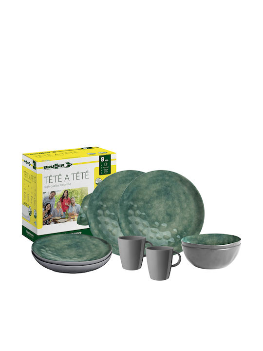 Brunner Green Porcelain Dinnerware Set 8pcs