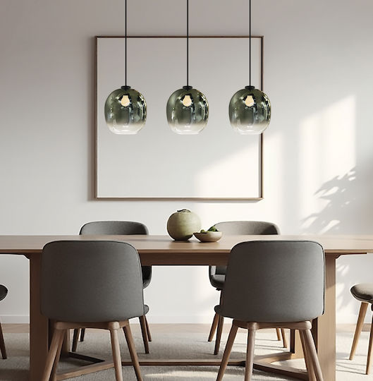 Viokef Mirror Lumini Suspendate Verde Calea Ferată cu Bază de Bec E27 90x150cm