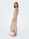 Summer Midi Dress with Tearing Beige