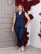 Women's Fabric Trousers Navy Blue
