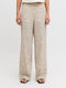 Women's Fabric Trousers in Wide Leg Leopard Leopard