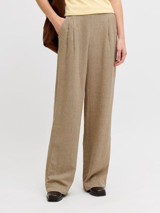 Jack & Jones Women's Fabric Beige Trousers