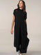 Knitted Set Trousers Long Turtleneck Black Size One Size Black