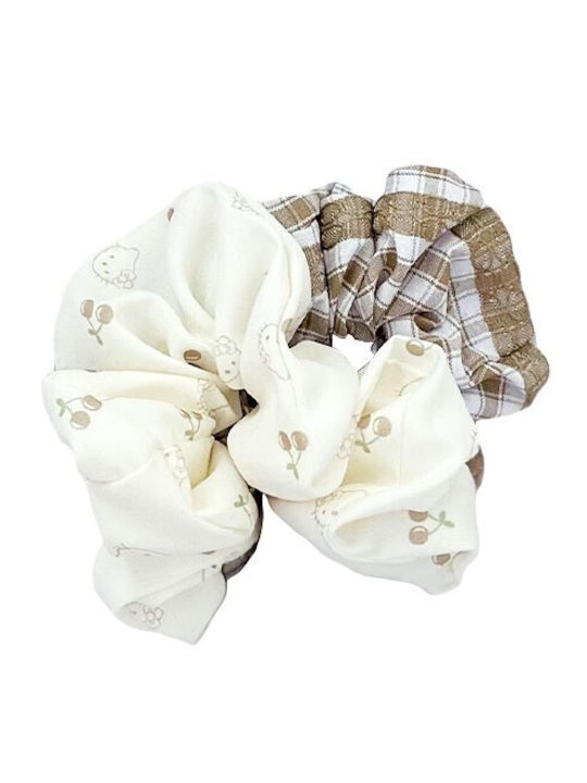 Set Kids Hair Ties Scrunchies Beige 2 Pieces