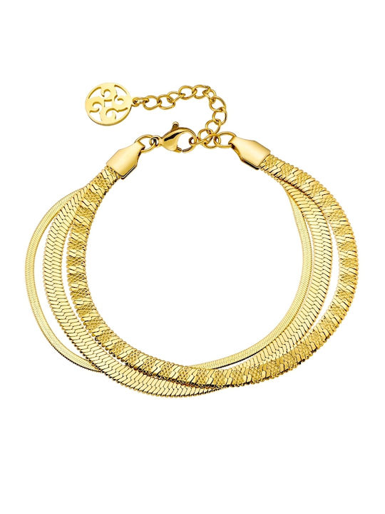 Oxette Women's Chain Bracelet Made of Gold Plated Stainless Steel 16.5cm