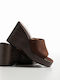 Mules Platformă Suede Fază Dama 903-652 Maro Sintetic Suede