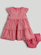 Girls Dress Sleeveless Checked Set With Panty Pink