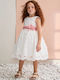 Girls Dress Sleeveless with Lace for Flower Girl Set of 2 with Accessories White