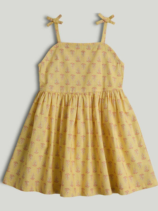Rochie Fete Fără Mâneci Din In Galben
