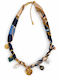 Vergoldete Halskette mit Perlen Blau Statement Halskette Charms Nola Blau NOLA
